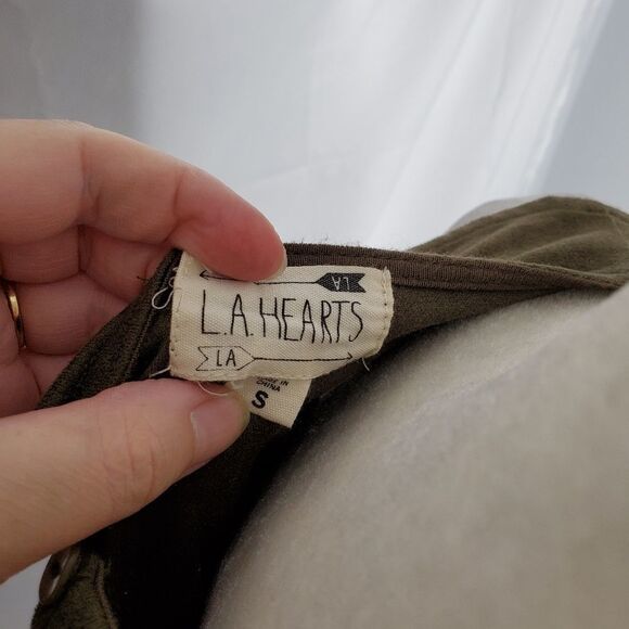 LA HEARTS mini dress earth tone sleeveless vegan suede fringe S - Picture 7 of 10